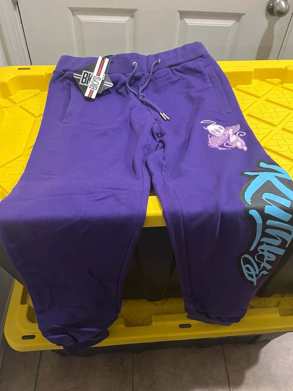 BKYS Men's Ruthless Embroidered Graphic Sweatpants in Purple, Style P432